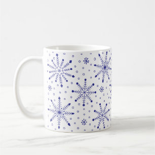 Christmas Inky Snowflake Blue and White Coffee Mug