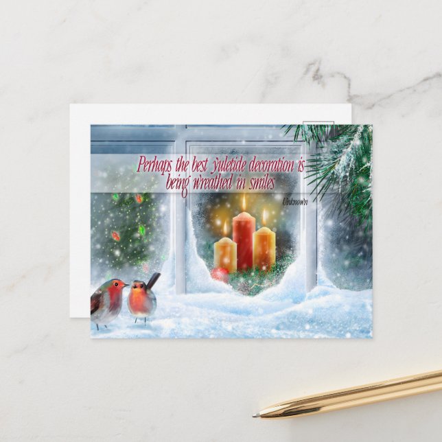 Christmas Inspirational Quote "Smiles" Postcard (Front/Back In Situ)
