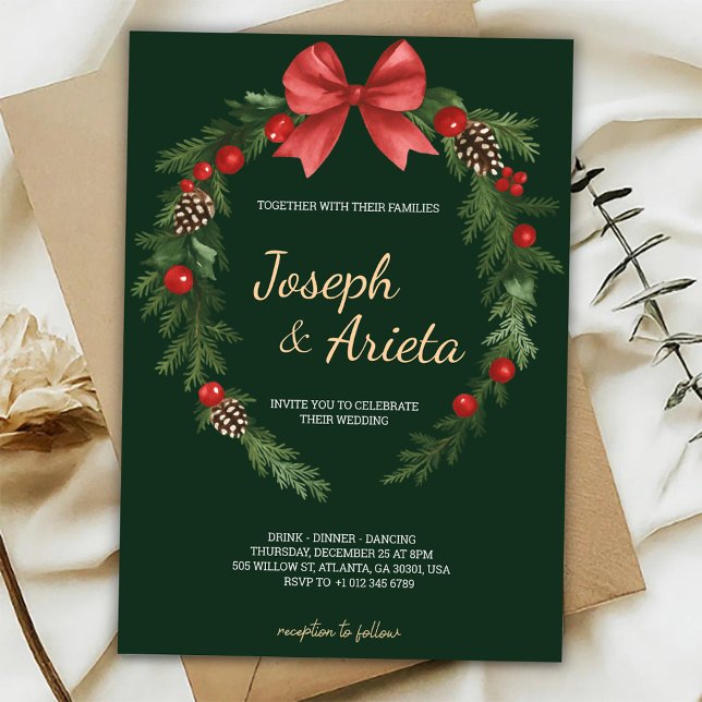 Christmas Invitation card with a wreath design (Creator Uploaded)