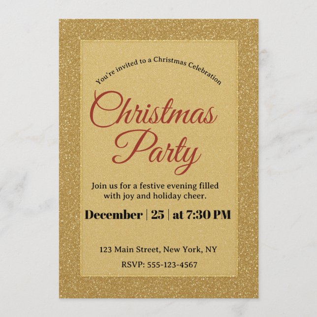 Christmas Invitation glitter late – Holiday Party  (Front)