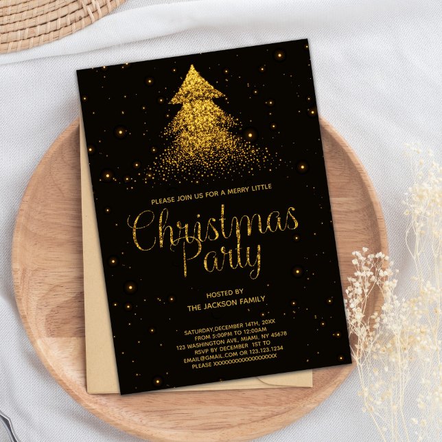 Christmas Invitation, Holiday Invitation (Glitter Tree Christmas Invitations)