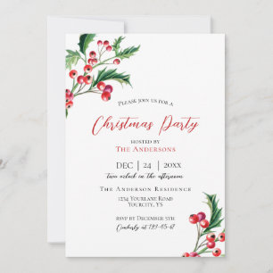 Christmas invitation party invite winter berries