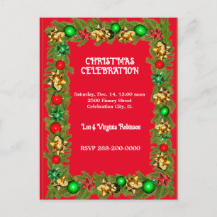 Christmas invitation template postcard