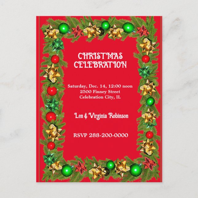 Christmas invitation template postcard (Front)