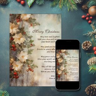 Christmas Irish Blessing   Pretty Winter Flower Holiday Card