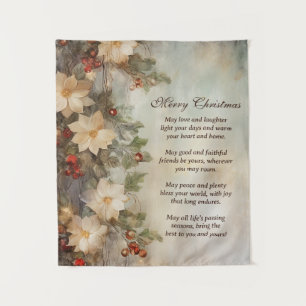 Christmas Irish Blessing   Pretty Winter Flowers Tapestry