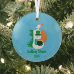 Christmas Irish Flag Snowman Glass Tree Decoration<br><div class="desc">Add a classic,  yet personal,  touch to your holiday décor with this eye-catching Christmas Irish Flag Snowman Glass Ornament.</div>
