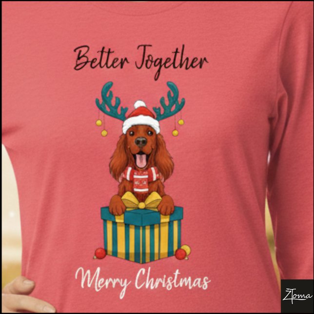 Christmas Irish Setter Red Reindeer Gift Graphic Tri-Blend Shirt (Creator Uploaded)