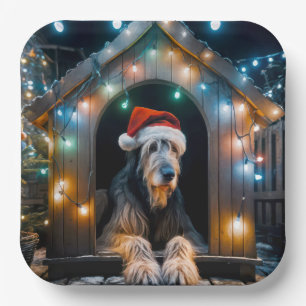 Christmas Irish Wolfhound In a Doghouse Paper Plate