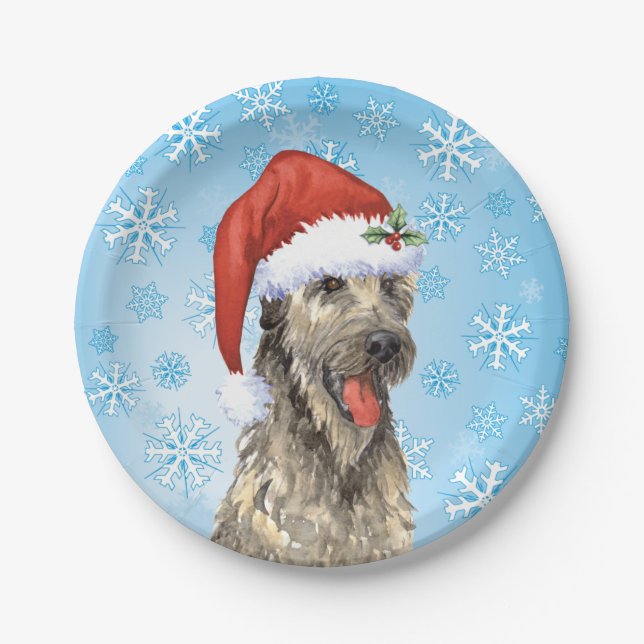 Christmas Irish Wolfhound Paper Plate (Front)