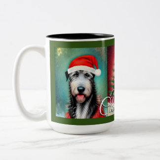 Christmas Irish Wolfhounds and Tree Two-Tone Coffee Mug