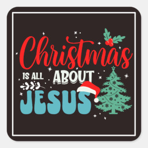 Christmas Is All About Jesus-43687 Two-Tone Coffee Square Sticker