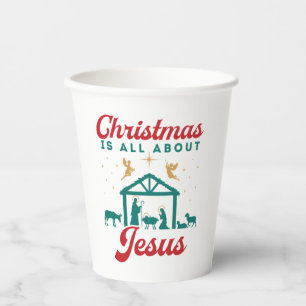 Christmas Is All About Jesus Nativity Scene Paper Cups
