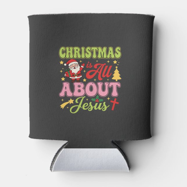 Christmas Is All About Jesus Retro Can Cooler (Front)