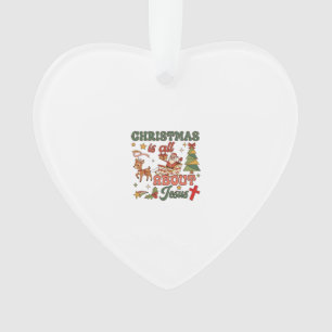 Christmas Is All About Jesus Santa Sleigh Reindeer Ornament