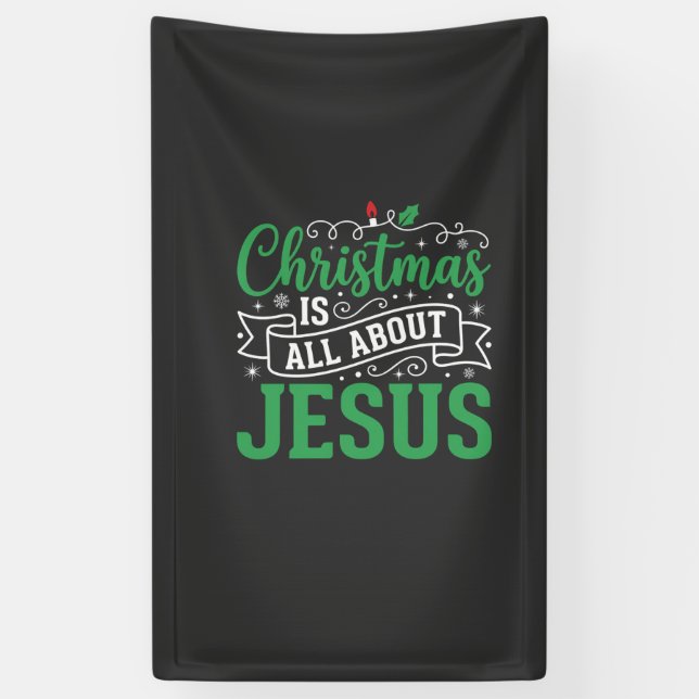 Christmas Is All About Jesus Typography Banner (Vertical)