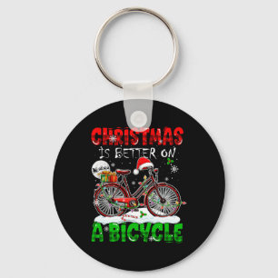 Christmas Is Better On A Bicycle Santa Cyclist Col Key Ring