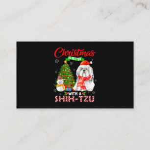Christmas Is Better With A Shih Tzu Santa Hat Ligh Enclosure Card