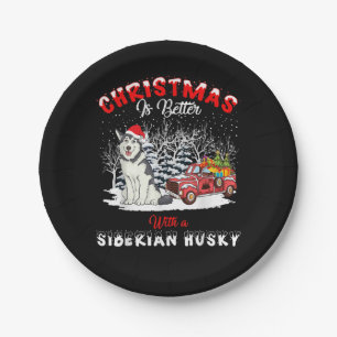 Christmas Is Better With Dog   Husky Owner Gift Paper Plate