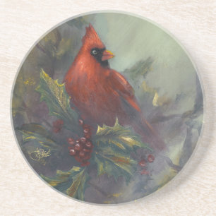 "Christmas Is Coming" Cardinal Coaster