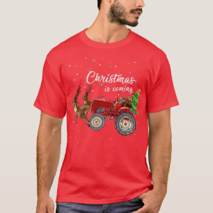 Christmas Is Coming Funny Farmer Santa Claus Tract T-Shirt