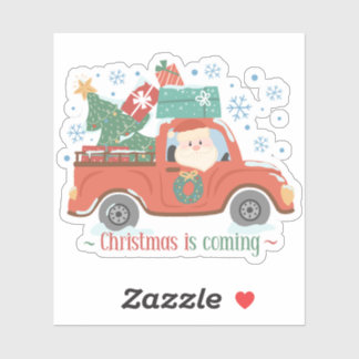 Christmas Is Coming Red Truck Santa Claus Carrying