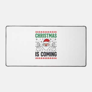 Christmas Is Coming Santa Snowman Design Desk Mat