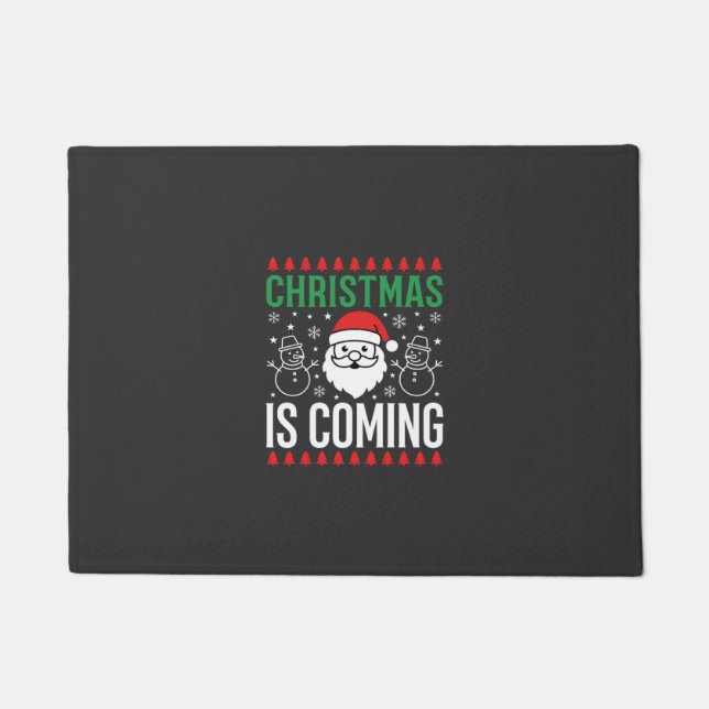 Christmas Is Coming Santa Snowman Doormat (Front)
