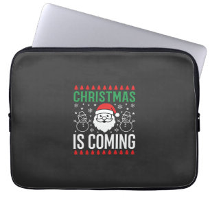 Christmas Is Coming Santa Snowman Laptop Sleeve
