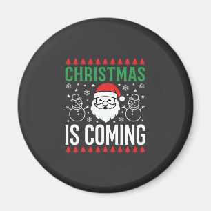 Christmas Is Coming Santa Snowman Magnet