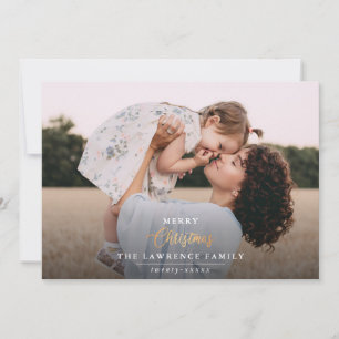 Christmas is Gold   Ivory Modern full frame photo Holiday Card