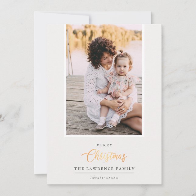 Christmas is Gold | Ivory Modern  vertical photo Holiday Card (Front)
