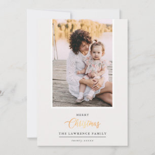 Christmas is Gold   Ivory Modern  vertical photo Holiday Card
