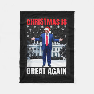 Christmas Is Great Again Funny Donald Trump Christ Fleece Blanket