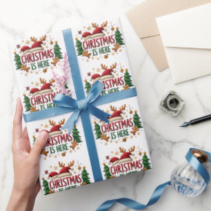 Christmas Is Here Elegant Pattren Gift Wrapping Paper