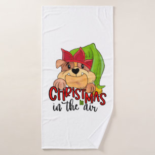 Christmas is in the Air - Bulldog Lovers   Bath Towel