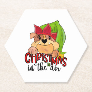 Christmas is in the Air - Bulldog Lovers   Paper Coaster