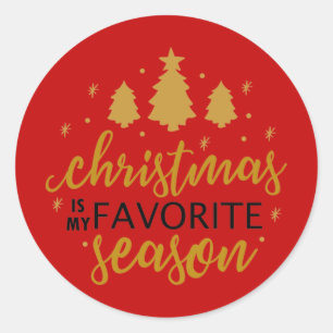 Christmas Is My Favourite Word Art Classic Round Sticker