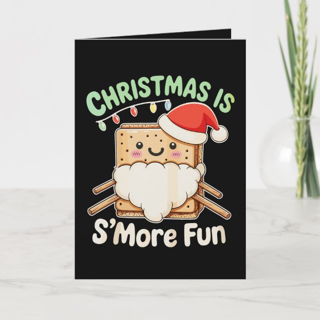 Christmas Is S'more Fun Santa Hat Camping Xmas Card (Front)