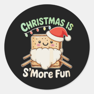 Christmas Is S'more Fun Santa Hat Camping Xmas Classic Round Sticker