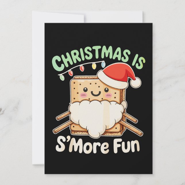Christmas Is S'more Fun Santa Hat Camping Xmas Invitation (Front)
