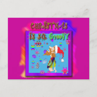 Christmas Is So Groovy Holiday Postcard