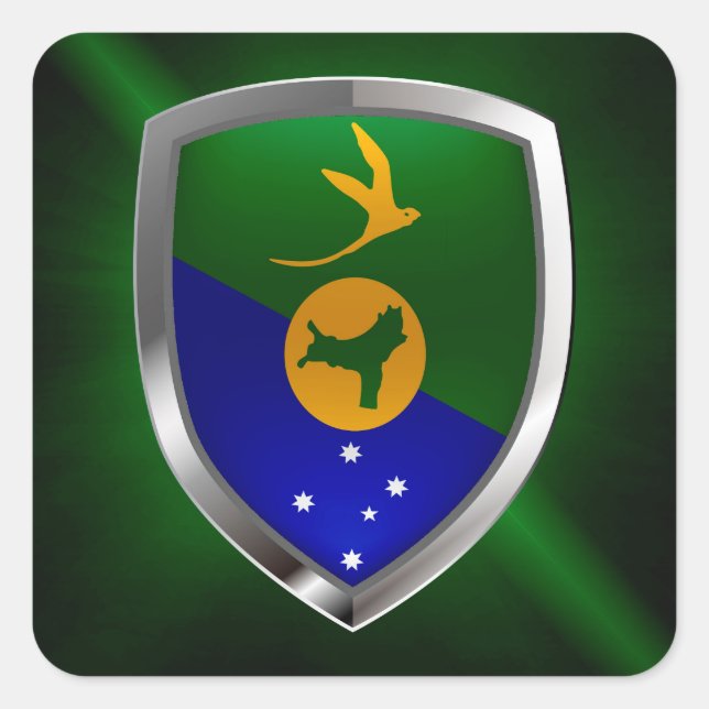 Christmas Island Mettalic Emblem Square Sticker (Front)