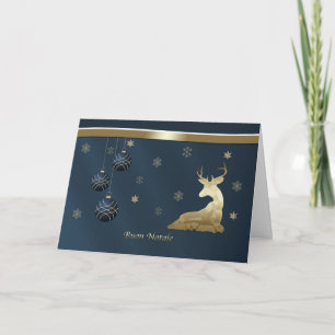 Christmas, Italian, Golden Deer, Snowflakes Holiday Card
