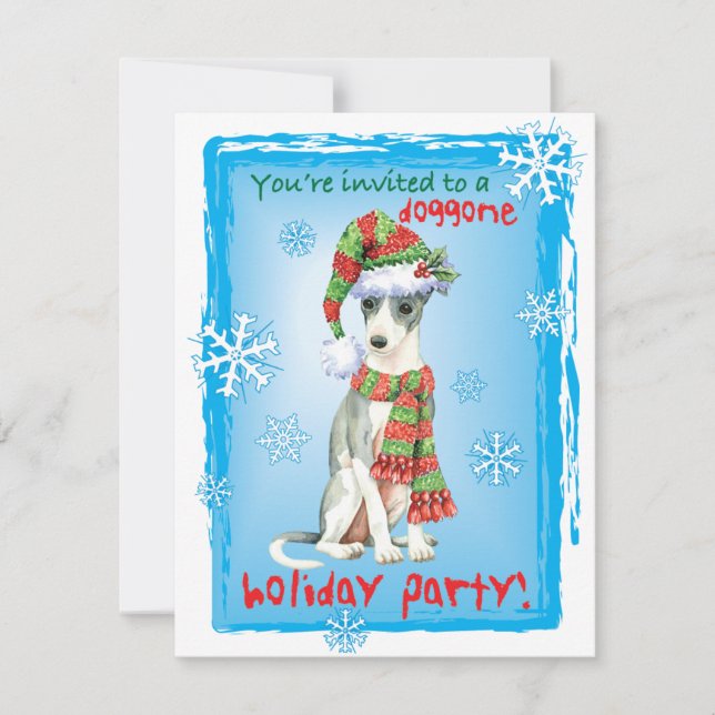 Christmas Italian Greyhound Holiday Invitation (Front)