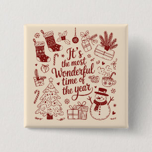 Christmas It's The Most Wonderful Time Of The Year 15 Cm Square Badge