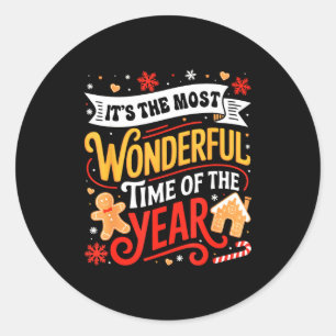Christmas It's The Most Wonderful Time Of Year Gin Classic Round Sticker