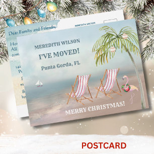 Christmas I've Moved Ocean Beach Budget Move Announcement Postcard