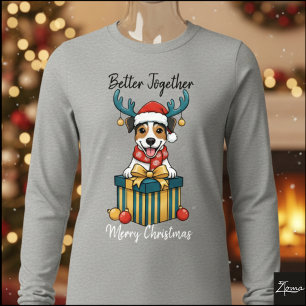 Christmas Jack Russell Reindeer Gift Graphic Tri-Blend Shirt