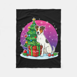 Christmas Jack Russell Santa Hat Xmas Jack Russell Fleece Blanket